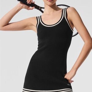 ALO Yoga Black and Ivory Tennis Club sweater dress.
